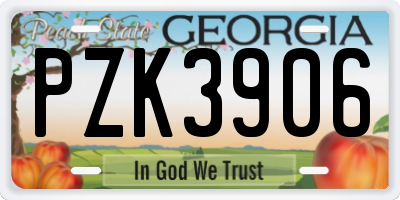 GA license plate PZK3906