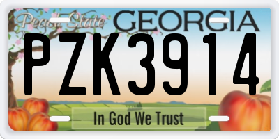 GA license plate PZK3914