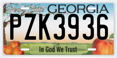 GA license plate PZK3936