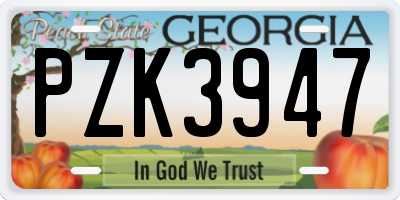 GA license plate PZK3947