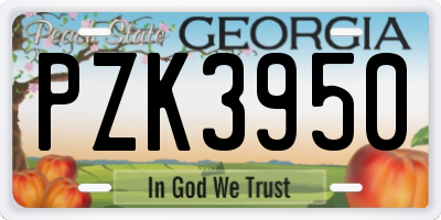 GA license plate PZK3950
