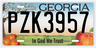 GA license plate PZK3957