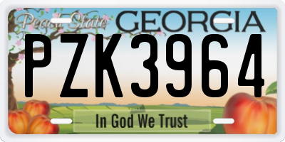 GA license plate PZK3964