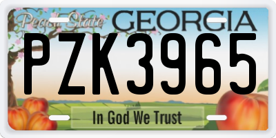 GA license plate PZK3965