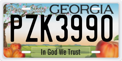 GA license plate PZK3990