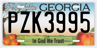 GA license plate PZK3995
