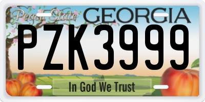 GA license plate PZK3999