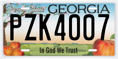 GA license plate PZK4007