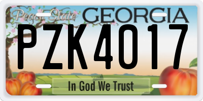 GA license plate PZK4017