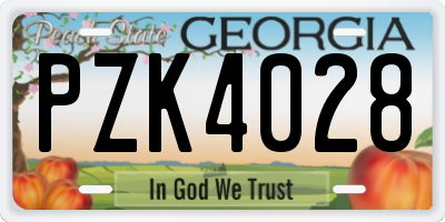 GA license plate PZK4028