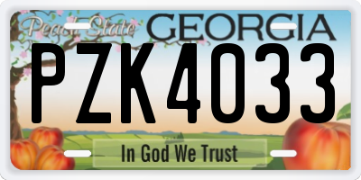 GA license plate PZK4033