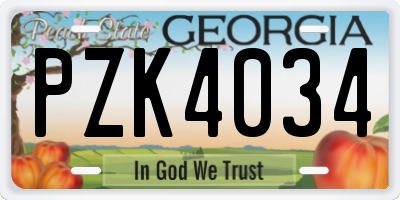 GA license plate PZK4034