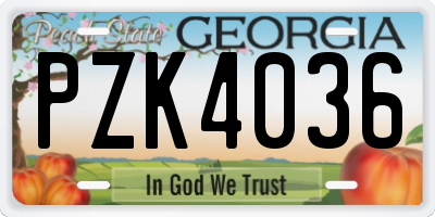 GA license plate PZK4036