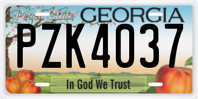 GA license plate PZK4037
