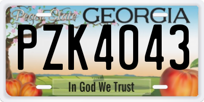 GA license plate PZK4043