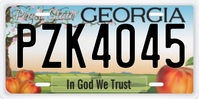 GA license plate PZK4045