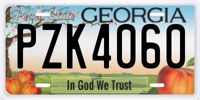 GA license plate PZK4060