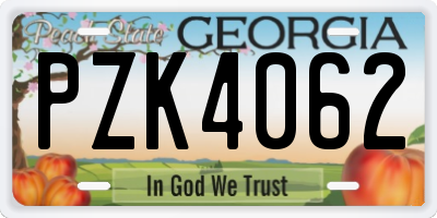 GA license plate PZK4062