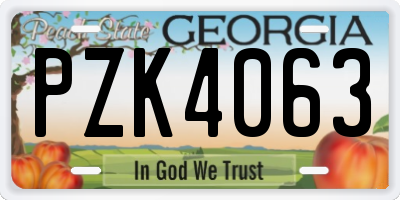 GA license plate PZK4063