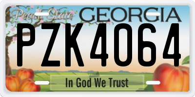 GA license plate PZK4064