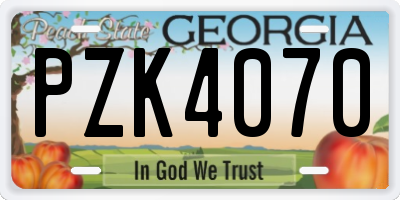 GA license plate PZK4070