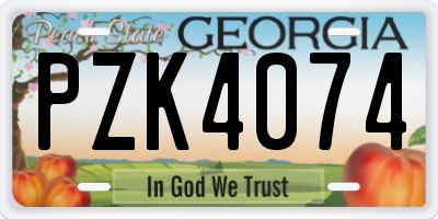 GA license plate PZK4074