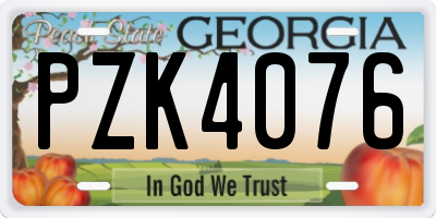 GA license plate PZK4076
