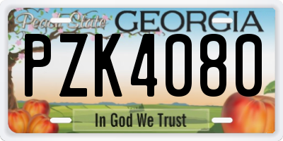 GA license plate PZK4080