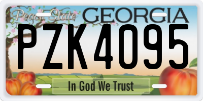 GA license plate PZK4095