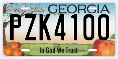 GA license plate PZK4100
