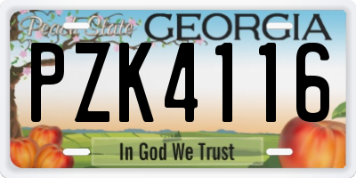 GA license plate PZK4116