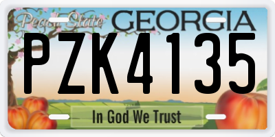 GA license plate PZK4135