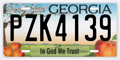 GA license plate PZK4139