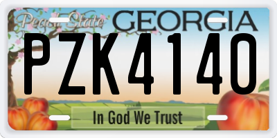 GA license plate PZK4140