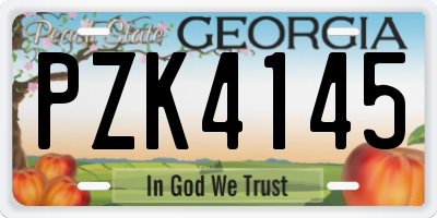 GA license plate PZK4145