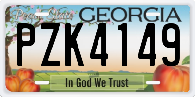 GA license plate PZK4149