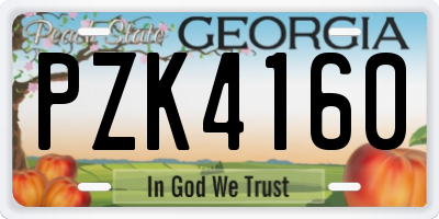 GA license plate PZK4160
