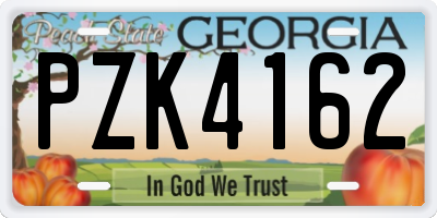 GA license plate PZK4162