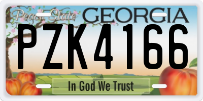 GA license plate PZK4166