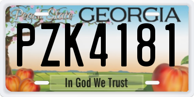 GA license plate PZK4181