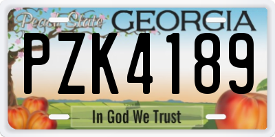 GA license plate PZK4189