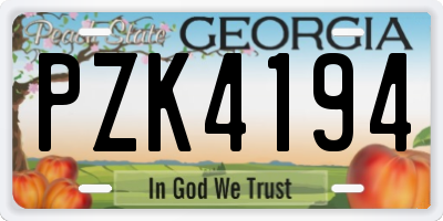 GA license plate PZK4194