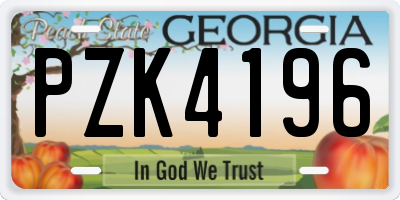 GA license plate PZK4196