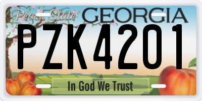 GA license plate PZK4201