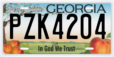 GA license plate PZK4204
