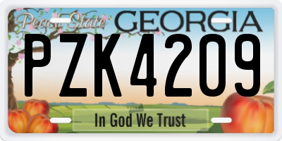 GA license plate PZK4209