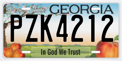 GA license plate PZK4212