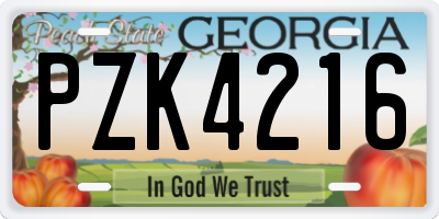 GA license plate PZK4216