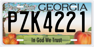 GA license plate PZK4221