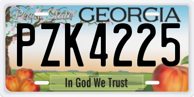 GA license plate PZK4225